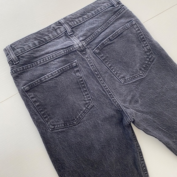 Reformation Women's High Rise Straight Leg Raw Hem Jeans Black Wash Size 27 - Picture 5 of 13